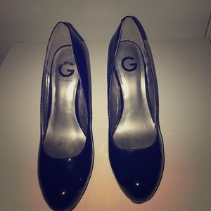 Guess black platform heels